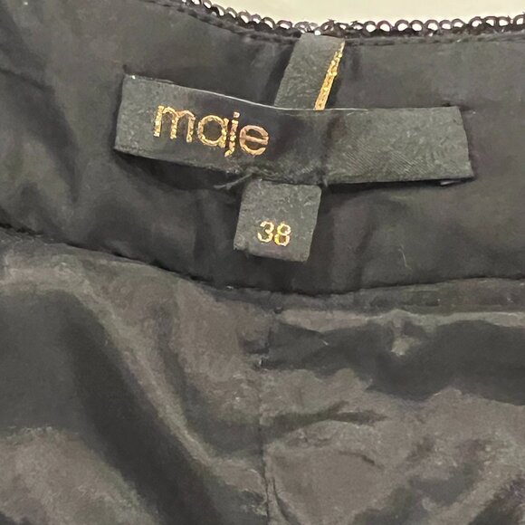 Maje Women's Black Mini Sequin Wide Leg Cropped Pant, 6 - Picture 3 of 9